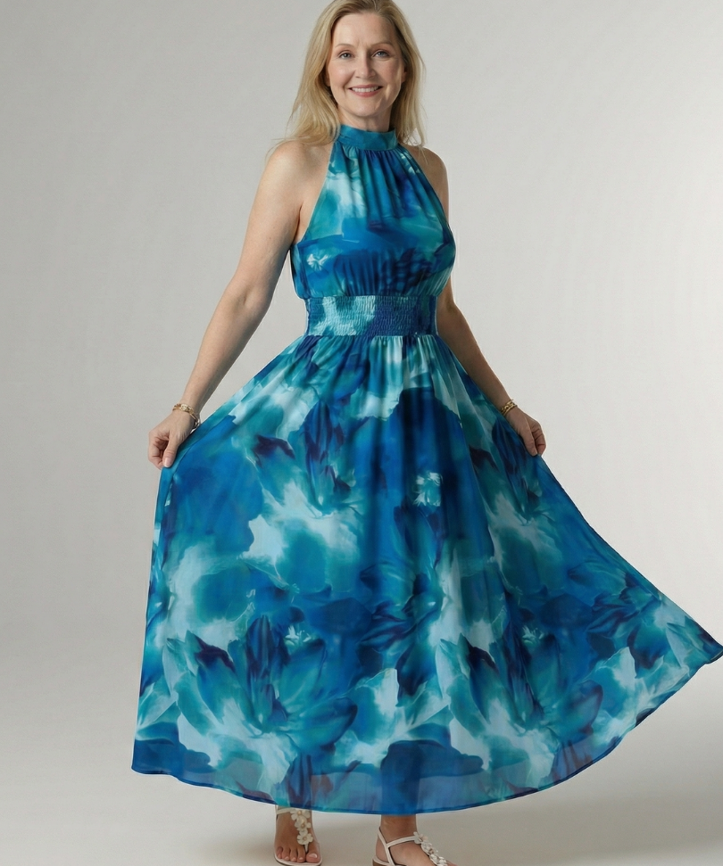 Robe Midi Dos Nu Froncée Sylvine