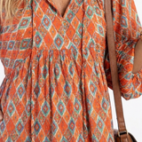 Robe Midi à Imprimé Géométrique Ambre