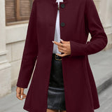 Manteau Élégant à Col Droit et Boutons Classiques