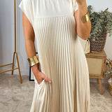 Robe Plissée Sans Manches