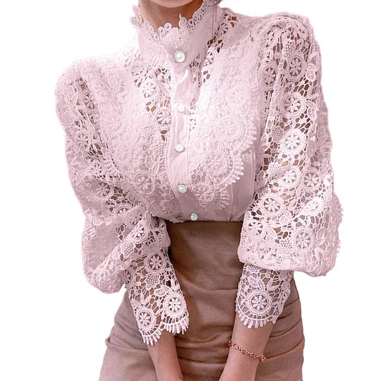 Chemise à Manches Longues en Dentelle Tove