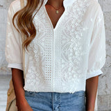 Blouse Blanche à Manches Bouffantes Ella