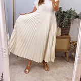 Robe Plissée Sans Manches
