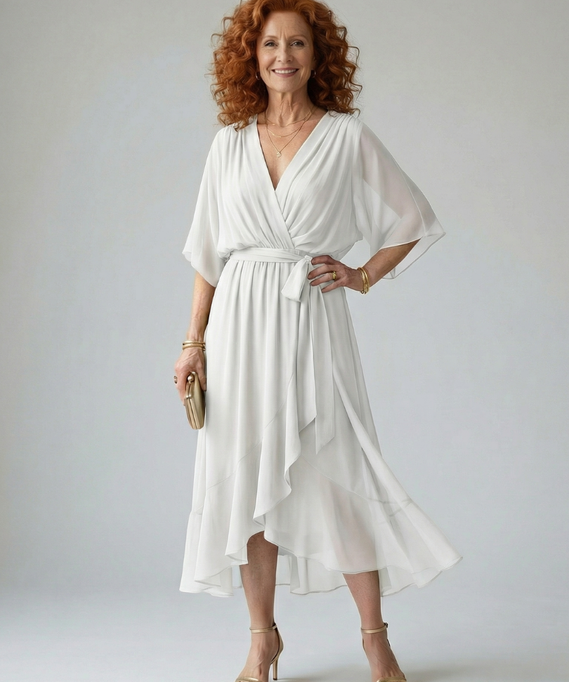 Robe Midi Drapée Églantine