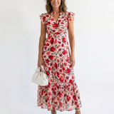 Robe Midi Évasée à Imprimé Floral Lila