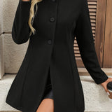 Manteau Élégant à Col Droit et Boutons Classiques