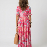 Robe Midi à Fleurs et Manches Courtes Yvonne