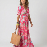 Robe Midi à Fleurs et Manches Courtes Yvonne