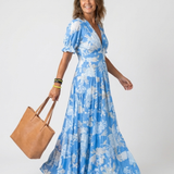 Robe Midi à Fleurs et Manches Courtes Yvonne