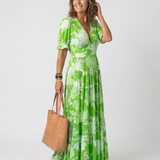 Robe Midi à Fleurs et Manches Courtes Yvonne