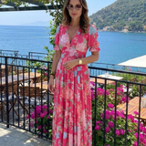 Robe Midi à Fleurs et Manches Courtes Yvonne