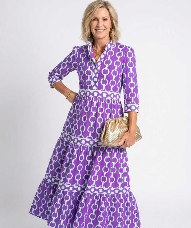 Robe Midi à Manches Trois Quarts Yolande