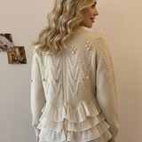 Cardigan Élégant en Maille à Volants