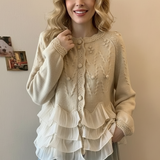 Cardigan Élégant en Maille à Volants