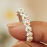 Bague ajustable argentée avec marguerite