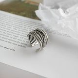 Bague ajustable argentée superposée