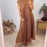 Robe Plissée Sans Manches