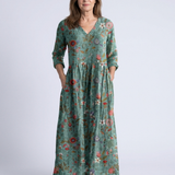 Robe Maxi à Manches Trois Quarts Marina