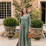 Robe Maxi à Manches Trois Quarts Marina