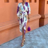 Robe Midi Élégante à Motifs Raffinés
