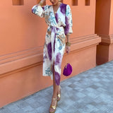 Robe Midi Élégante à Motifs Raffinés