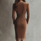 Robe en Velours à Taille Smockée