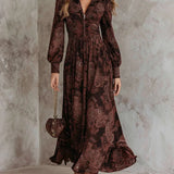 Robe Longue à Imprimé Vintage