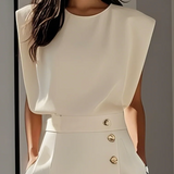 Robe Midi Ajustée à Boutons Dorés