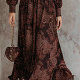 Robe Longue à Imprimé Vintage
