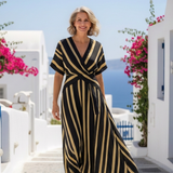 Robe Midi Rayée à Manches Lina