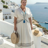 Robe Midi à Manches Courtes Simone