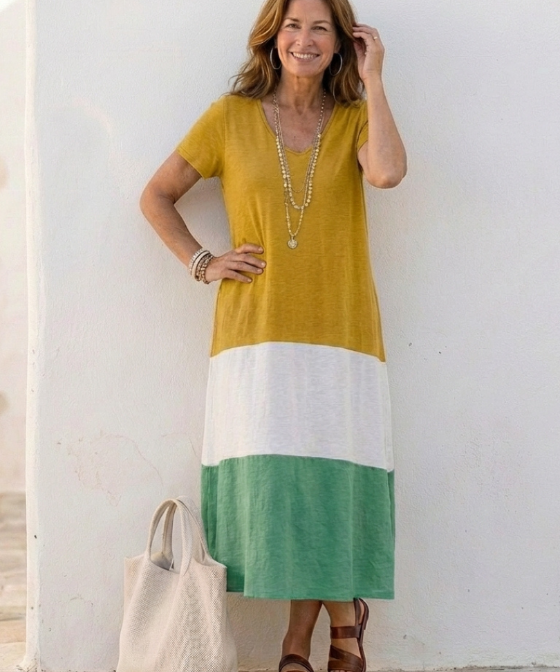 Robe Midi à Manches Courtes Thaïs