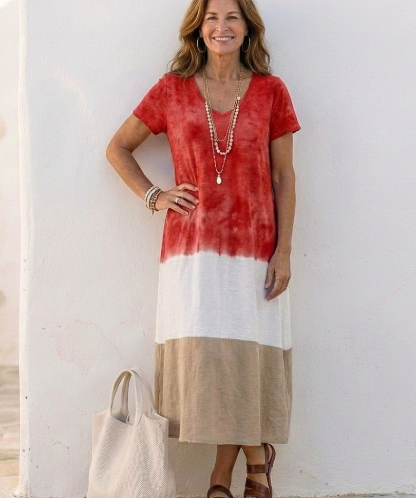 Robe Midi à Manches Courtes Thaïs