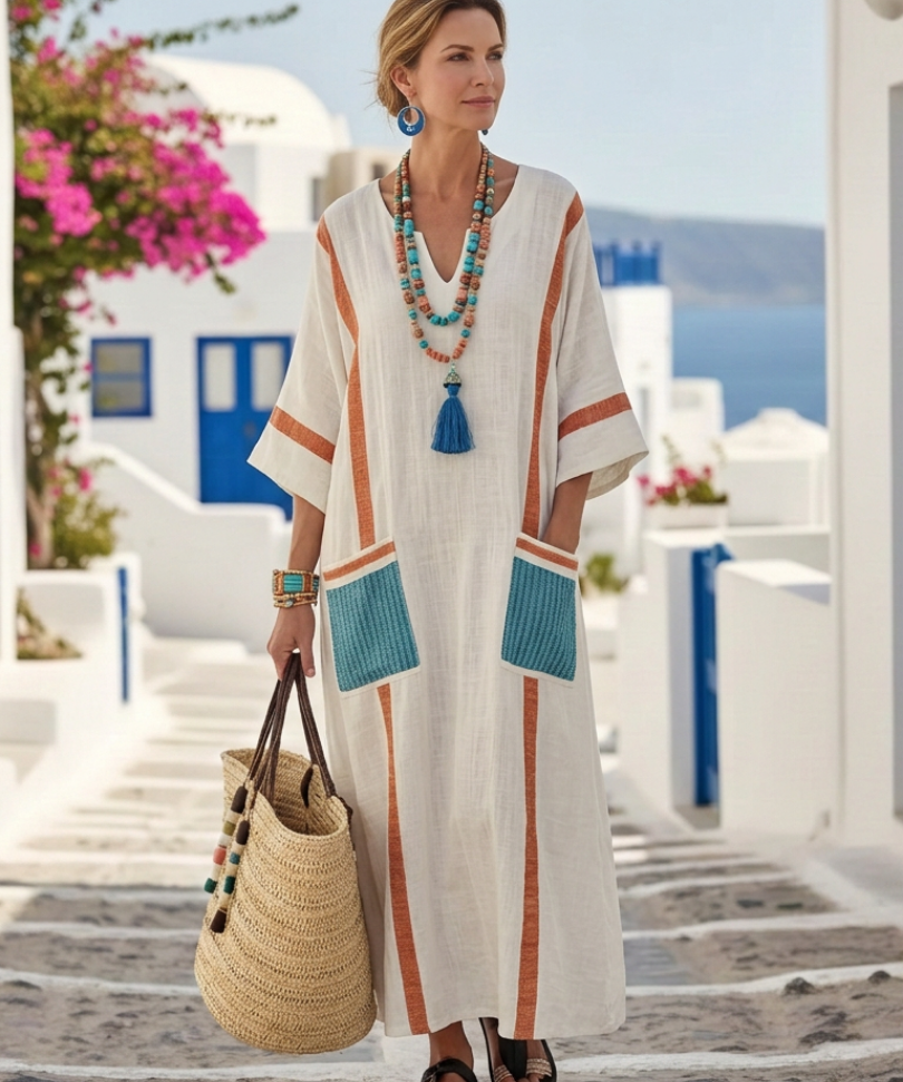 Robe Maxi à Manches Mi-Longues Nadège