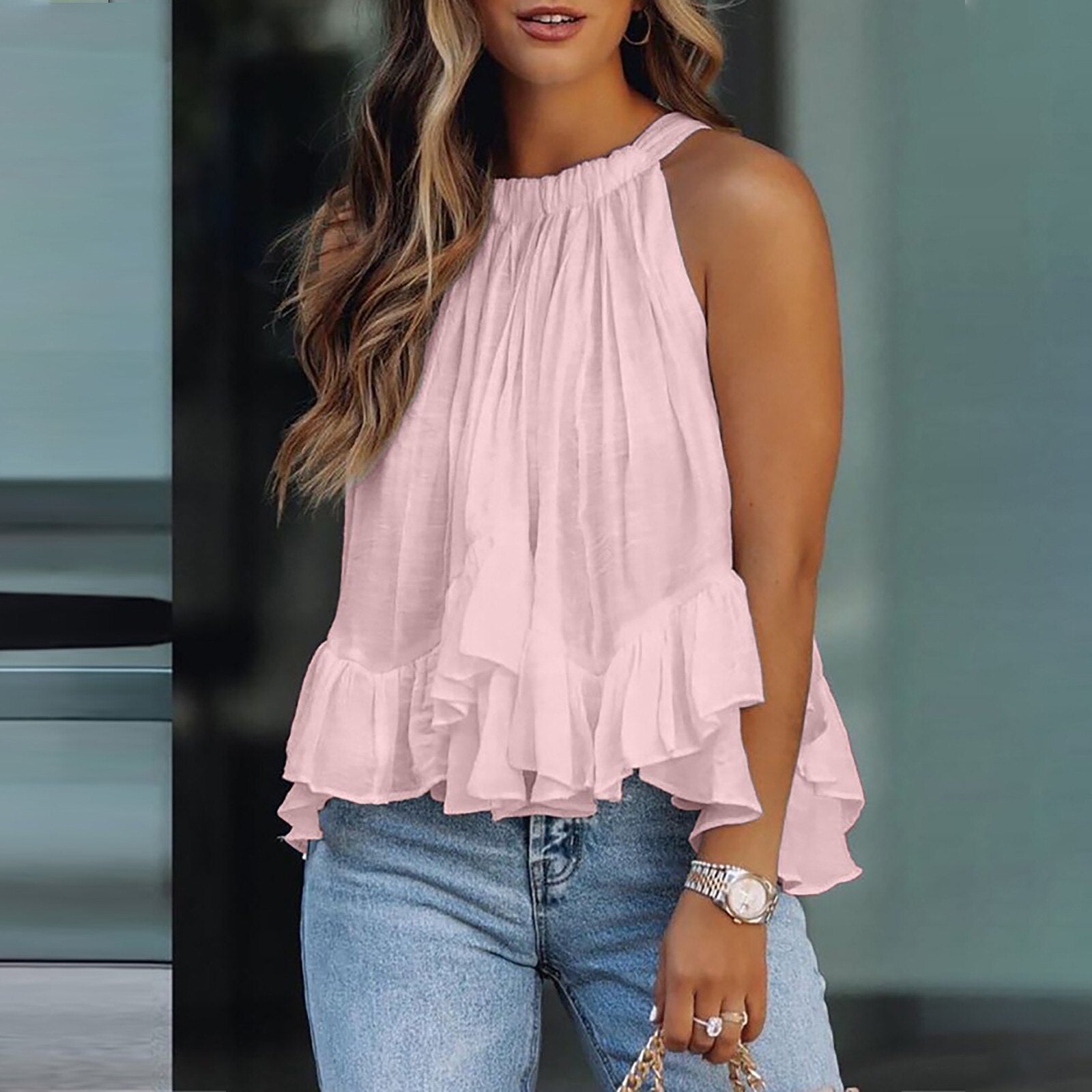Blouse à Volants Texturée Karianne