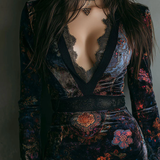 Robe Mini en Velours à Décolleté Profond