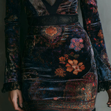 Robe Mini en Velours à Décolleté Profond
