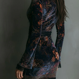 Robe Mini en Velours à Décolleté Profond