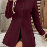 Manteau Élégant à Col Droit et Boutons Classiques