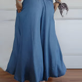 Pantalon Large à Taille Smockée