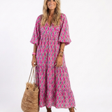 Robe Midi à Manches Trois Quarts Apolline