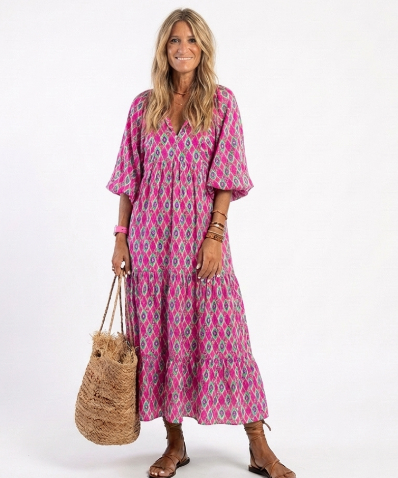 Robe Midi à Manches Trois Quarts Apolline