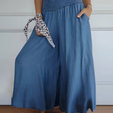 Pantalon Large à Taille Smockée