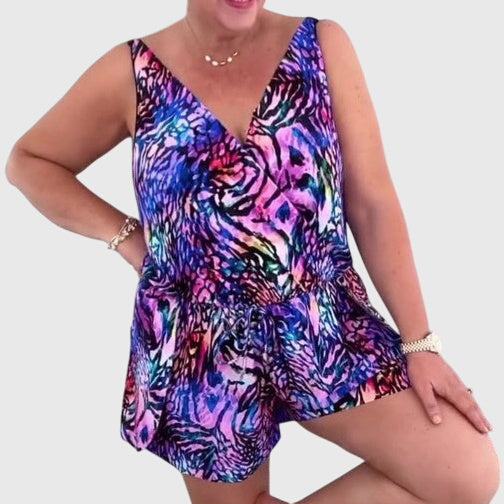 Tankini Long Imprimé Bleu Agathe