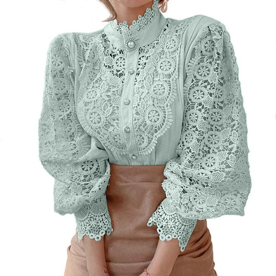 Chemise à Manches Longues en Dentelle Tove