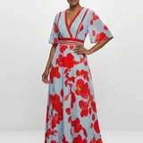 Robe Maxi Fleurie à Manches Corinne
