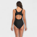 Maillot Noir à Diagonale Orange Valentina