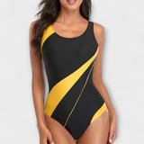 Maillot Noir à Diagonale Orange Valentina