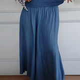 Pantalon Large à Taille Smockée