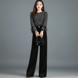 Pantalon Taille Haute en Velours Tricoté